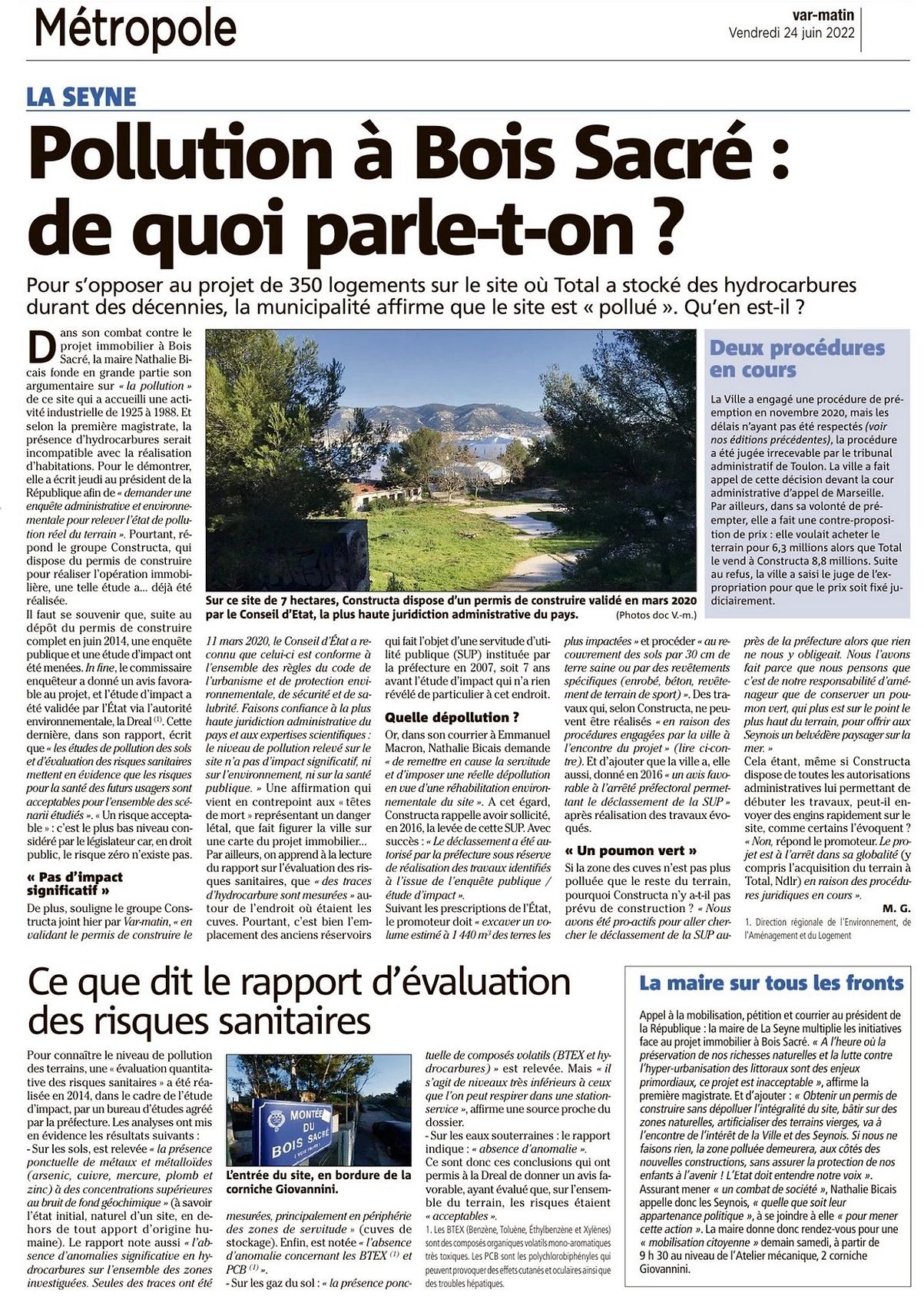 pollution à Bois Sacré