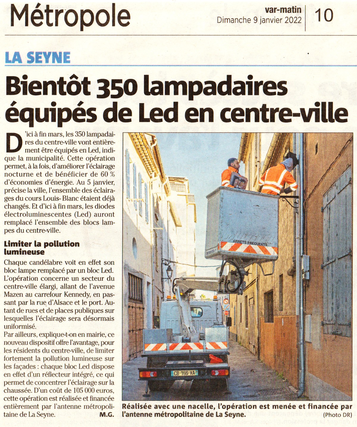 Lampadaires LED centre ville