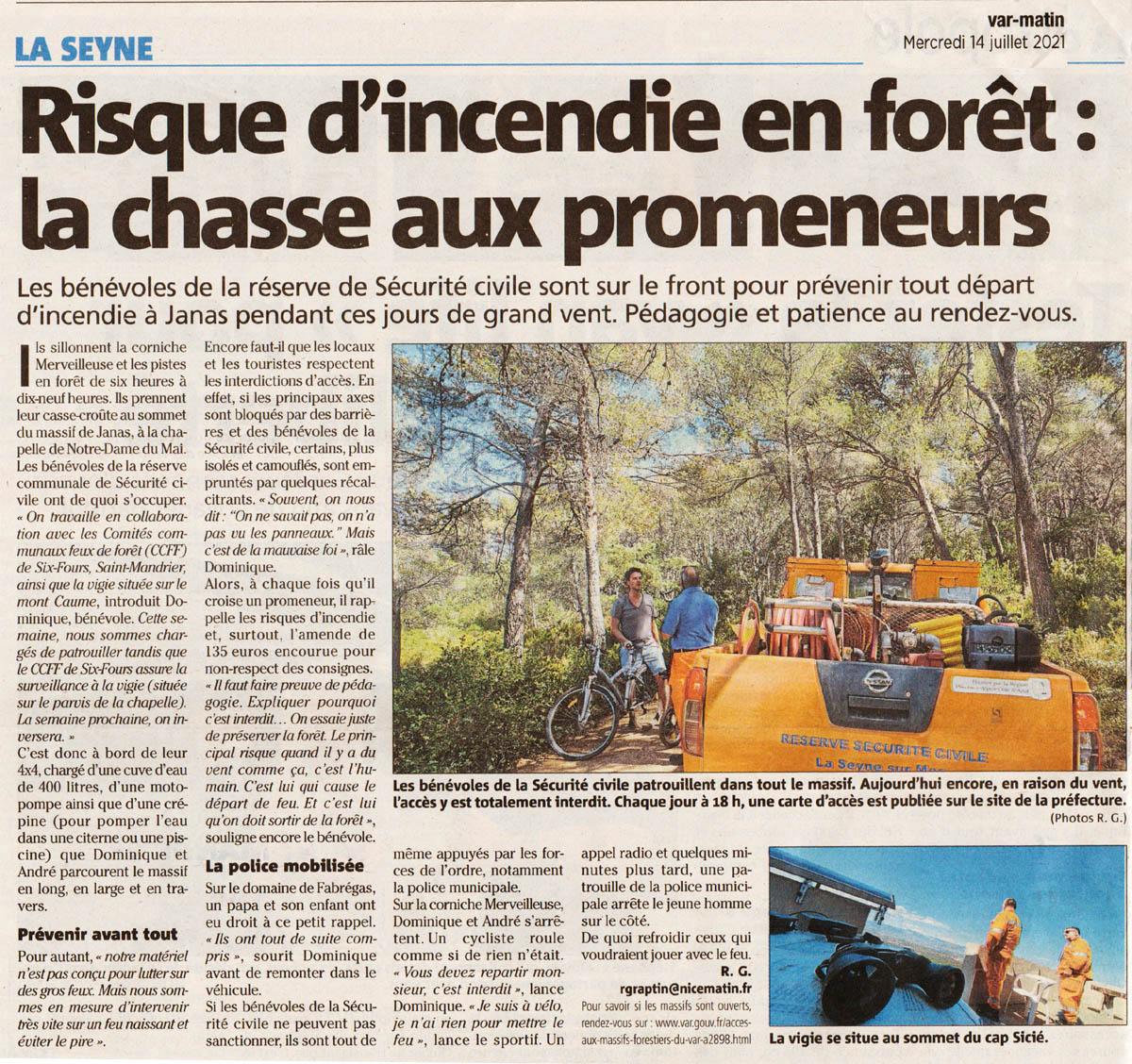 Varmatin sécurité civile - incendies en forêt de Janas